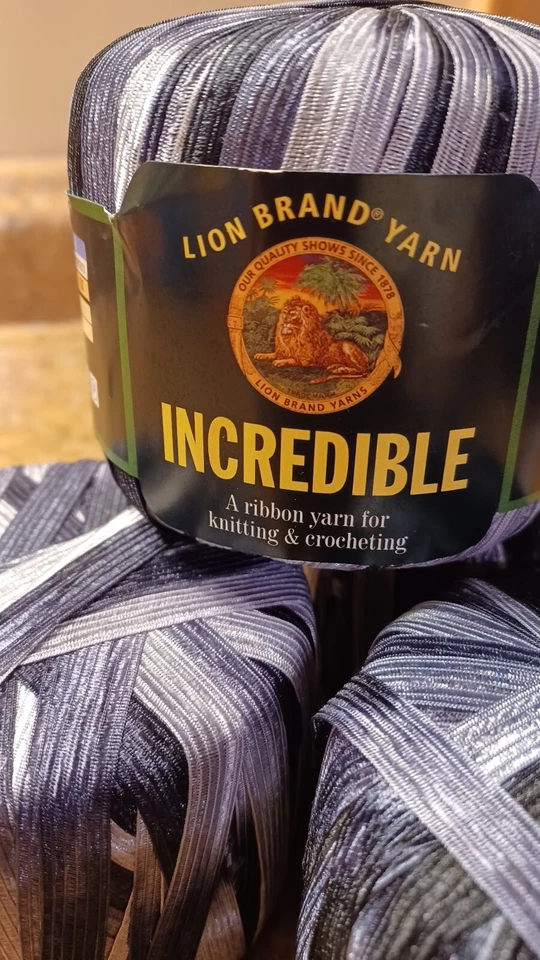 4 Skeins Lion Brand Yarn Incredible Ribbon Accent On Black No. 204 - Image 2 of 3