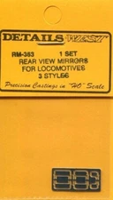 Details West 353 x HO Rear View Mirrors for Locos 3 Styles (Photo-Etch)