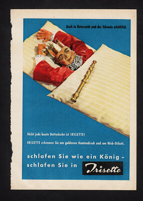 3w3166/ old advertising from 1960-IRISETTE bedding-sleep like a...