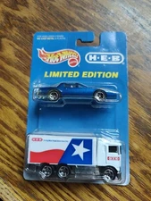 RARE!! HOT WHEELS H E B Truck with blue car set - serving more Texans better...