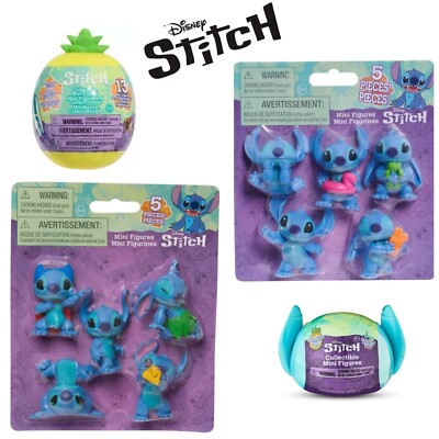 DISNEY STITCH MINIFIGUREN 2'' FEED ME ANANAS 5ER-PACK MEERESPICKNICK NUR SPIELSPIELZEUG