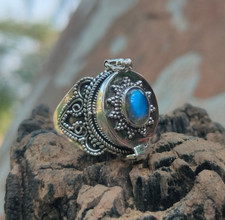 Silver Plated Ring For Women  Girl With Natural Labradorite Gemstone P129