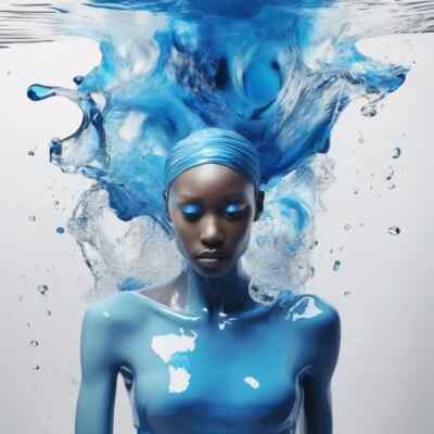 Color of Blue Female Premium Gallery Print Fotografei 120x120cm Portrait/Pop Art