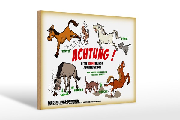 Holzschild Hinweis 30X20Cm Achtung Keine Hunde Auf Weide Deko Schild Wooden Sign-image