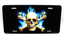 Skull Crossbones Metal Novelty Car License Plate Auto Tag