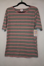 NWT LuLaRoe Size XL Gigi Tee Green Red Stripes USA Made