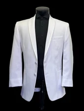 Men's White After Six LaStrada Tuxedo Jacket- Easy Care Black Tie  Prom Gala