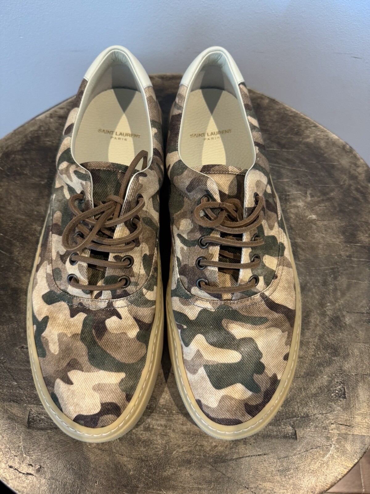 Sneakers basse originali SAINT LAURENT VENECE CAMO mimetiche TELA EU 46 US12