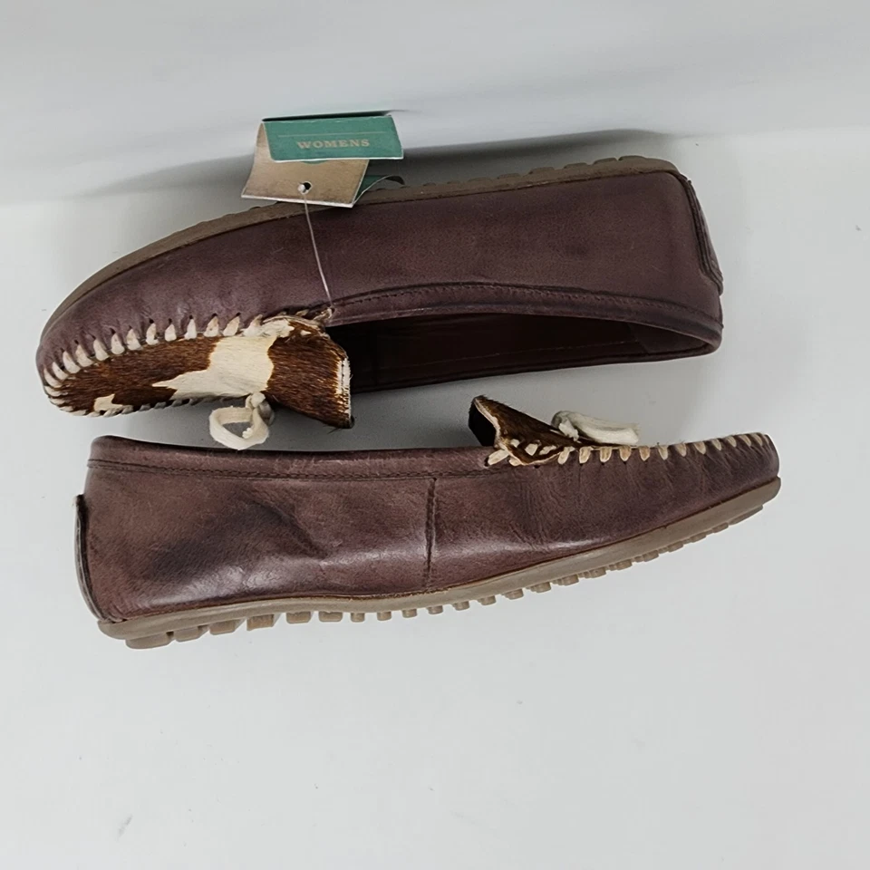 Mocassins femininos Roper 6 marrom estampa de vaca lírio sapatos de couro de vaqueira ocidental - Imagem 4 de 4