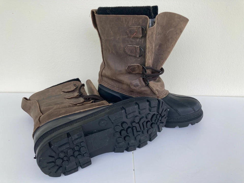 Botas de nieve para hombre L.L.Bean aisladas de goma y cuero marrón/negro talla 6 Foto 2 de 4