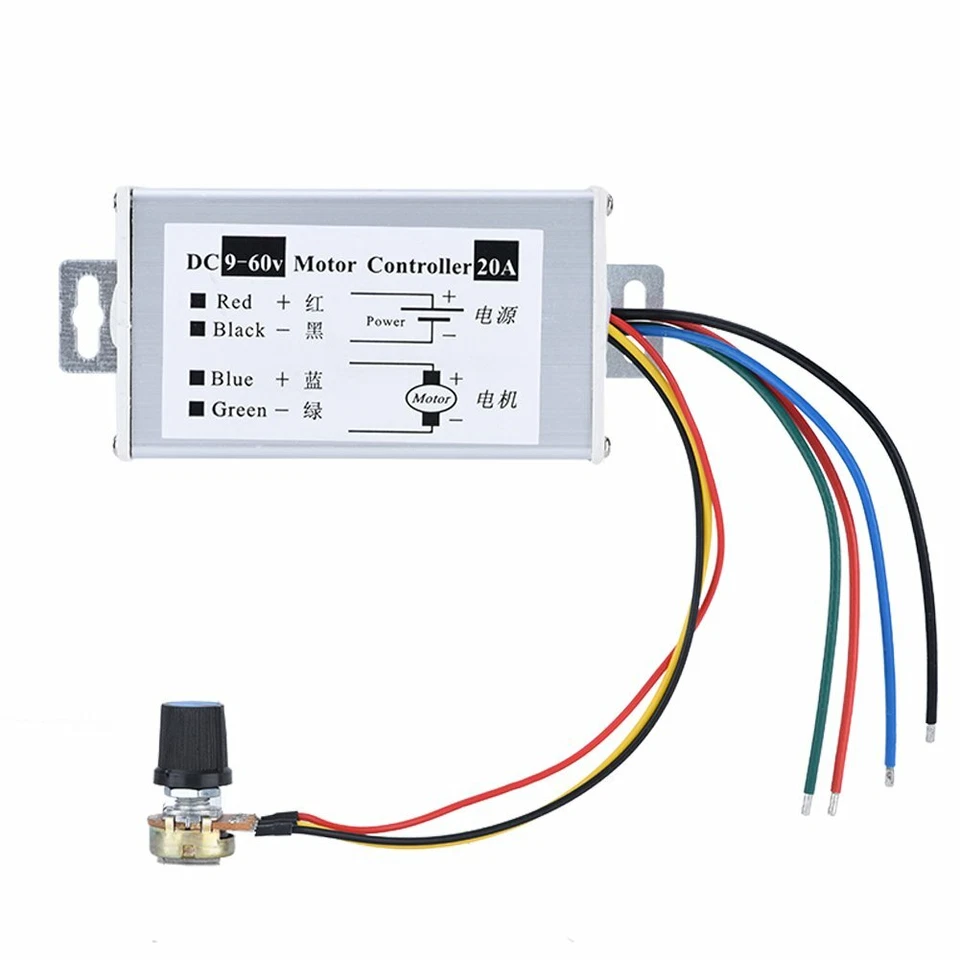 12V 24V Max 20A PWM DC Motor Stepless Variable Speed Control Controller Switch - Image 2 of 4