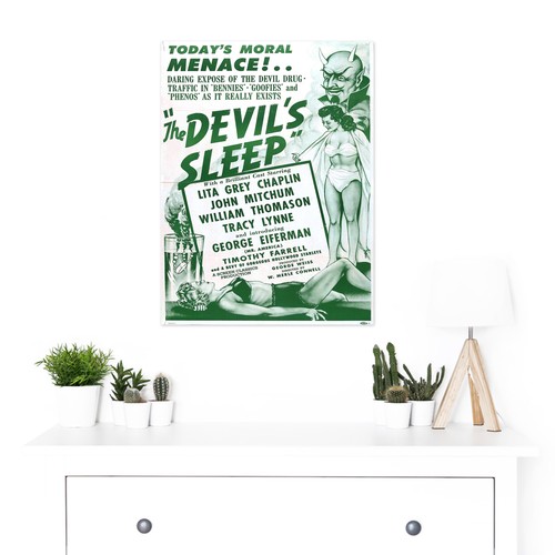 The Devils Sleep Bennies Phenos Drugs 1950's Green Large Canvas Wall Art Print - Picture 2 of 6