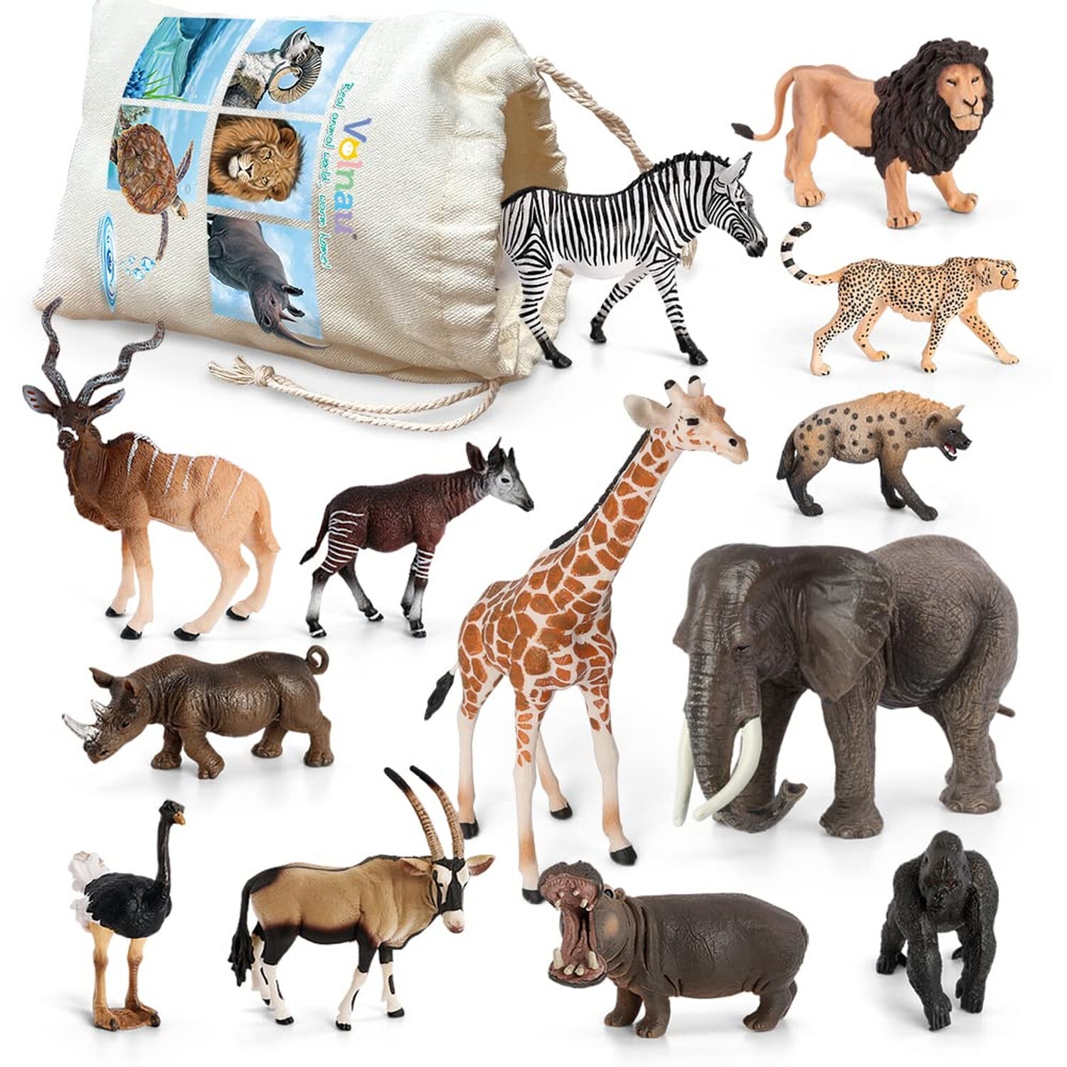 Volnau Safari Animal Figurines Toys 13PCS Africa Figures for Kids Toddlers Ch...