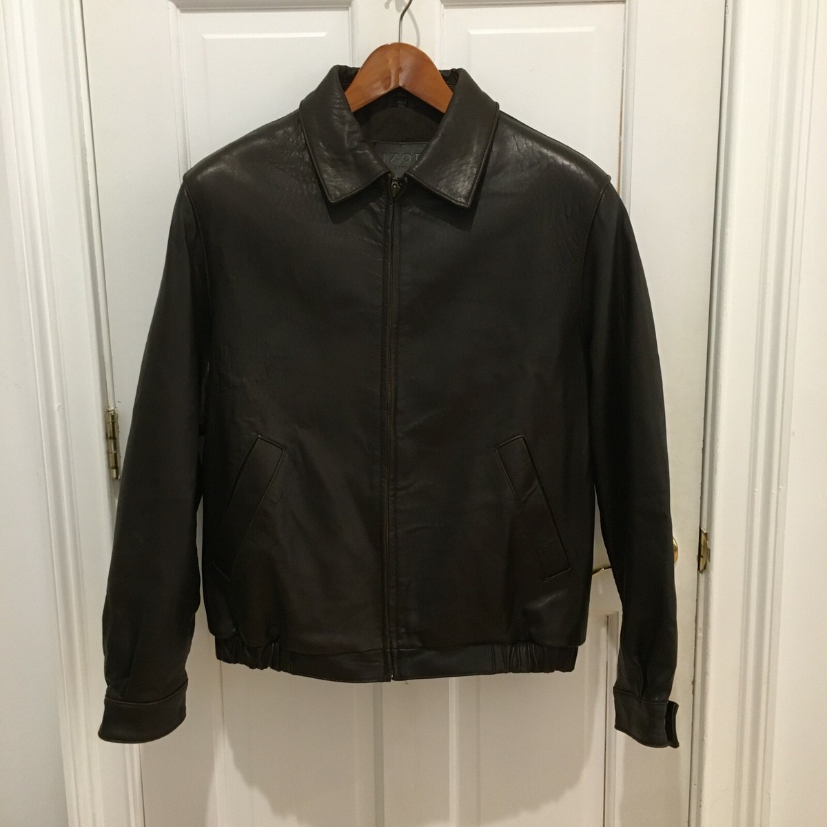 IZOD Mens Size Black Genuine Lamb Skin Leather Jacket MSRP: