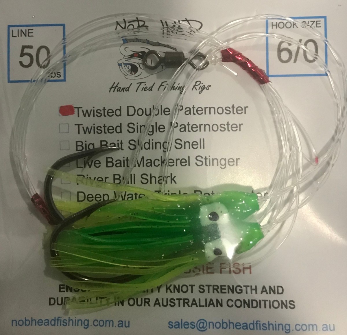 NOB HEAD 6/0 circle hook paternoster snapper fishing rig GREEN