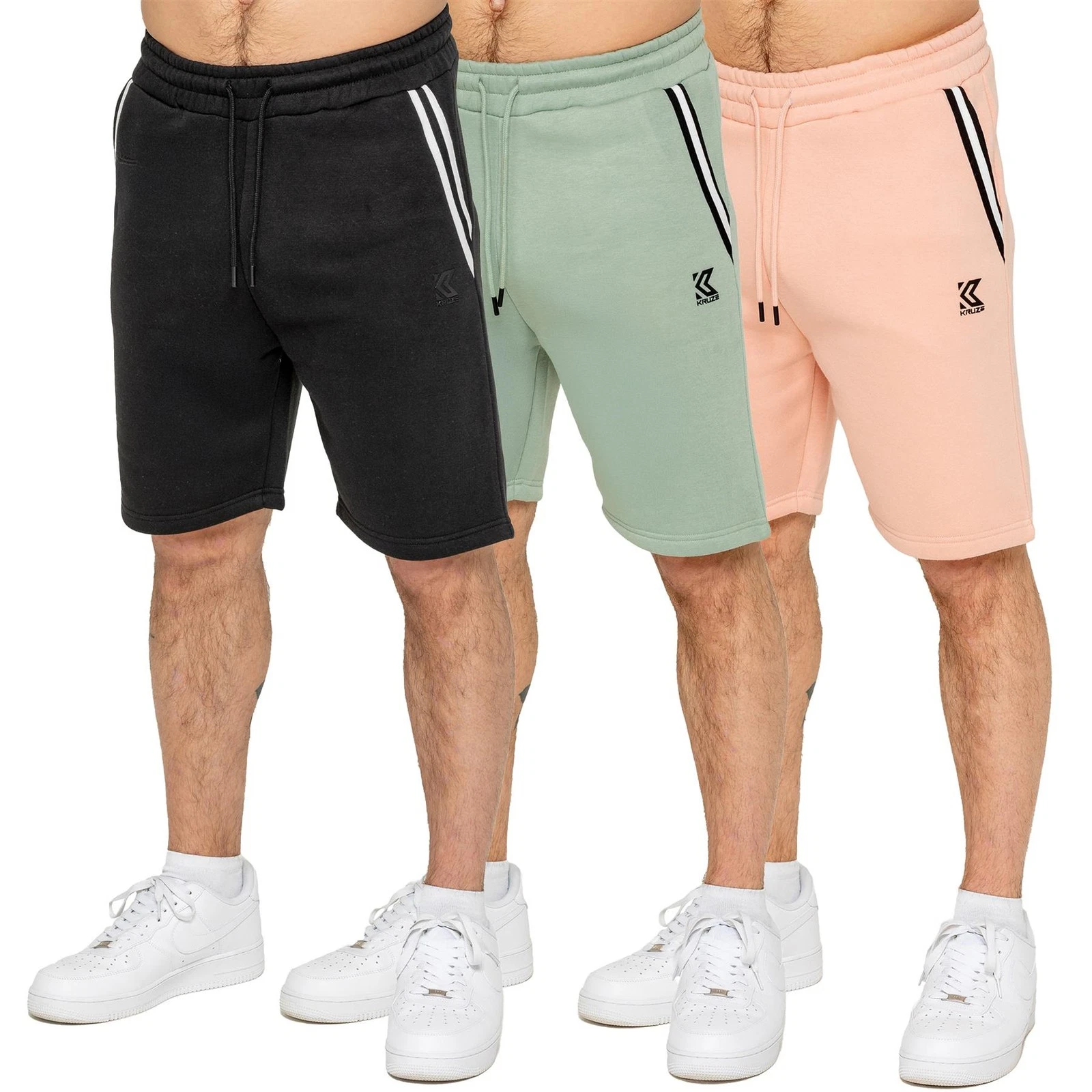 Kruze Mens Shorts Casual Cotton Elasticated Fleece Tape Summer Half Pants