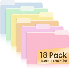 File Folders, 18 Pack Manilla Folders 8.5 x 11, Colored Folder Office Organizati
