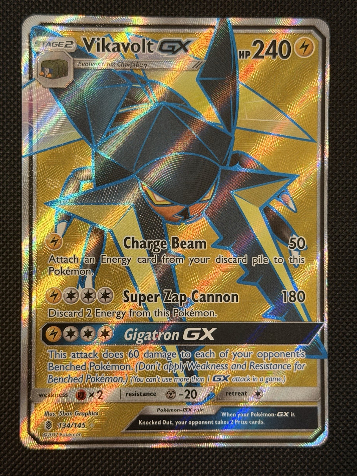 Vikavolt GX Full Art 134/145 Sun & Moon Guardians Rising Pokemon Card NM-LP