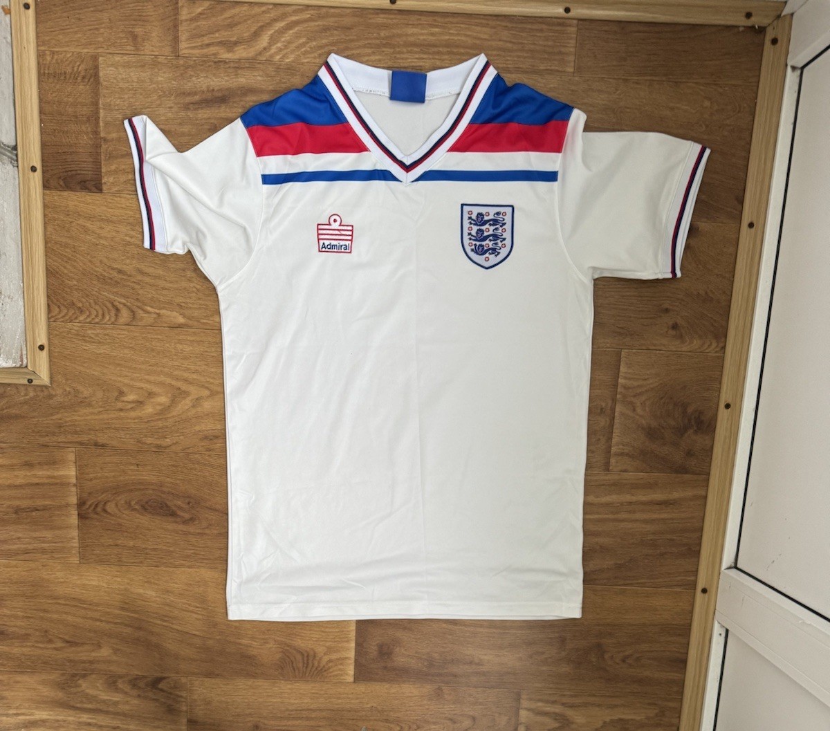 England Home 1980 1983 Football Shirt Jersey Admiral Size L block