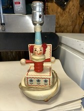 Vintage 1960s Wooden Clown Jack in the Box Children  s Nursery Lamp