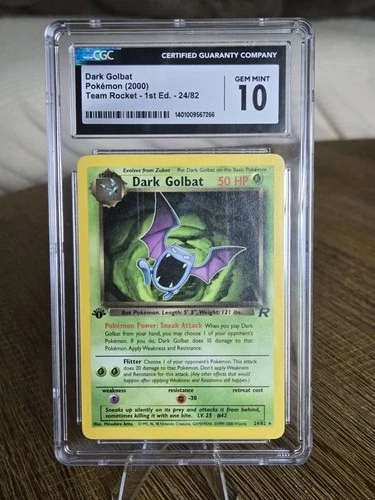 ALCGC Dark Golbat Pokémon (2000) Team Rocket - 1st Ed. - 24/82 CGC 10