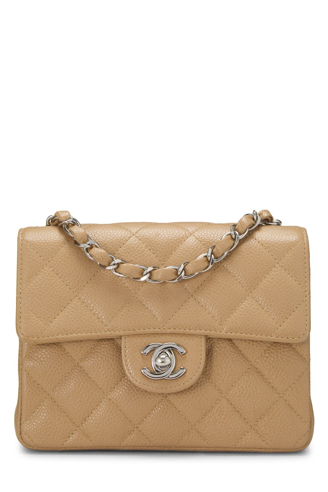 Chanel Beige Quilted Caviar Half Flap Mini - WGACA