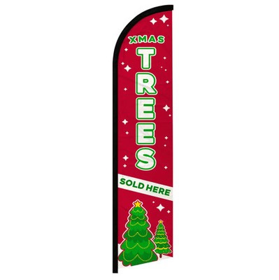 X-Mas Trees Sold Here Windless Advertising Swooper Flag Christmas Tree Sale