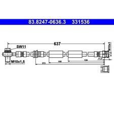 1x ORIGINAL® Ate Bremsschlauch Vorne für VW PASSAT B8 Variant TIGUAN TOURAN