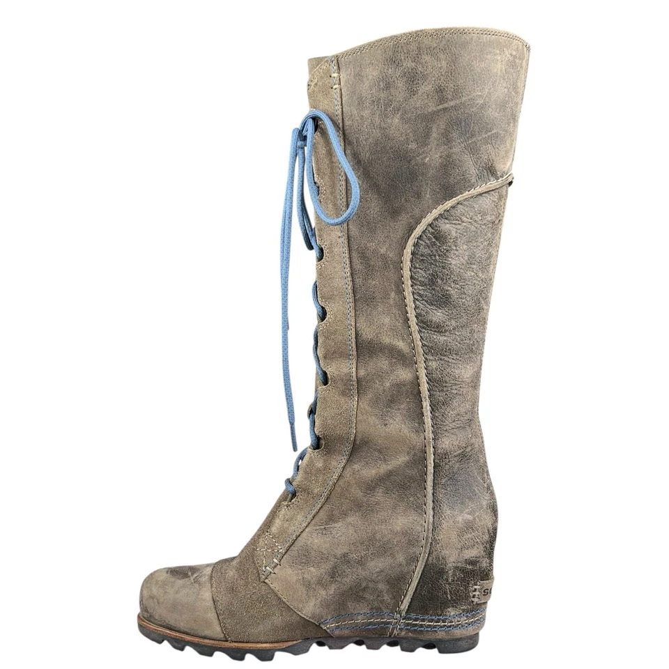 Sorel 女式 Cate The Great 棕色麂皮绒楔形骑行靴,尺寸 US 9 — 第 2/4 张图片