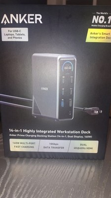 Anker Prime 14-in-1 Docking Station, Dual Display, 160W, 4K HDMI, 10Gbps USB new