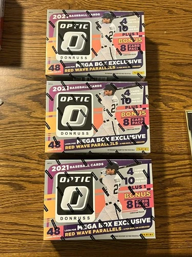 3 box lot 2021 Donruss Optic Baseball Mega Box - Factory Sealed