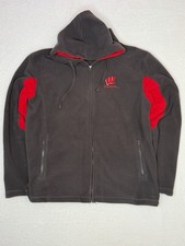 Wisconsin Badgers Colosseum Fleece Hoodie Full Zip Black Red Large