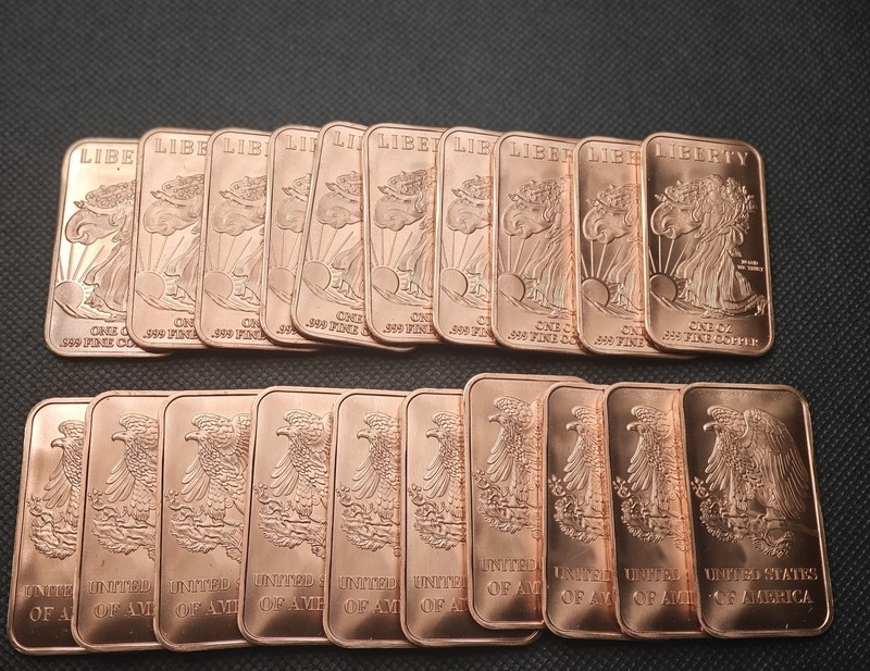 1 oz Walking Liberty Copper Bar .999 Fine Copper AVDP Oz - Tube of 20 Pieces
