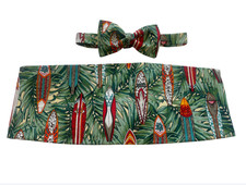Vintage Hawaiian Surfboards and Leaves Cummerbund and Tie Set