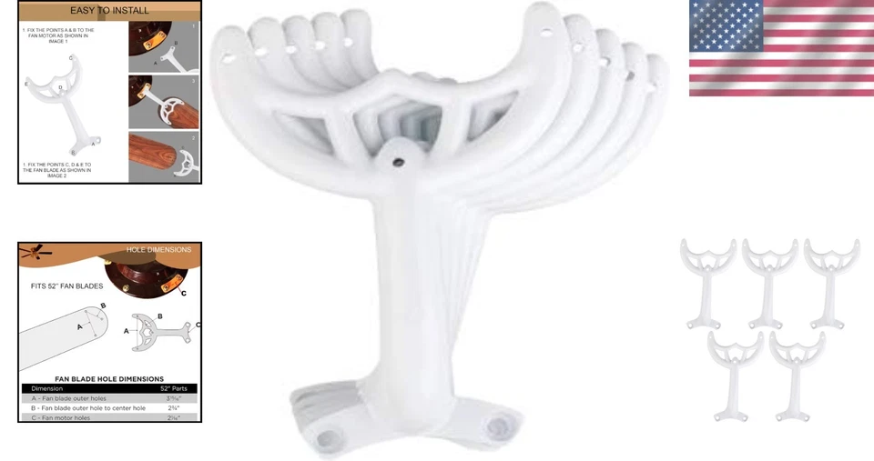 52" White Fan Blade Arms Replacement - Image 2 of 4
