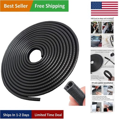 Durable 32Ft Door Edge Protector for Cars - Black Rubber Trim with Metal Shield