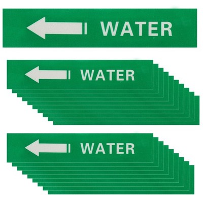 20Pcs WATER Left-Pointing Arrow Label, White on Green Background