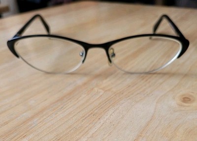 PRADA Black Retro Cat Eye Silver Temples Eyeglass Frames VPR 54P 53 17 135 