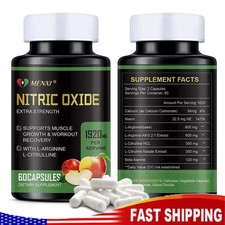 Nitric Oxide 60 Capsules 1920mg  L Arginine  L Citrulline  Highest Potency