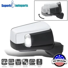 Right Side For 2019-2025 GMC Serria 1500 Chrome Power Heated Mirror+Temp+BSD