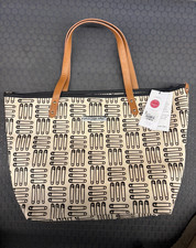 NWT Petunia Pickle Bottom Downtown Tote Bag Women's Black Beige Safety Pin Print