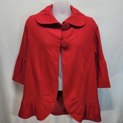 Luii Womens Jacket Red Size Small Large Buttons Long Sleeve