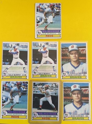 1979 Topps Baseball Card Lot (7) Rose/Morgan/Murphy/Horner W Dupes