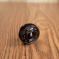 Vintage Brown Bakelite Radio Knob Decorative Design Deco 1930s 1/4" / Set Screw