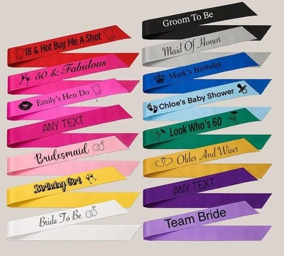 JUNGLEDRAGON Personalised Birthday Sash Sashes Any Age 18th 21st 30th 40th 50th 60th 70th