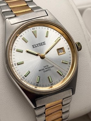 ELYSEE Herrenuhr Quarz Klassisch Datum Edelstahl Armband Bicolor Silber Gold