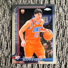 Brooks Barnhizer 2026 Topps Chrome Rookie RC Oklahoma City Thunder Card #195. rookie card picture