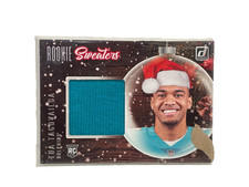 Tua Tagovailoa 2020 Donruss Rookie Sweaters Relic #SW-TT RC card Miami Dolphins. rookie card picture