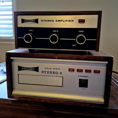 Vintage Columbia Stereo 8 Track Tape Player And Amplifier Untested