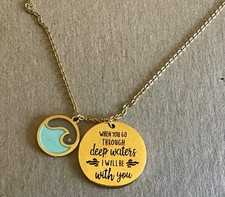 Goldtone Chain with Wave Charm “I will be with you” New